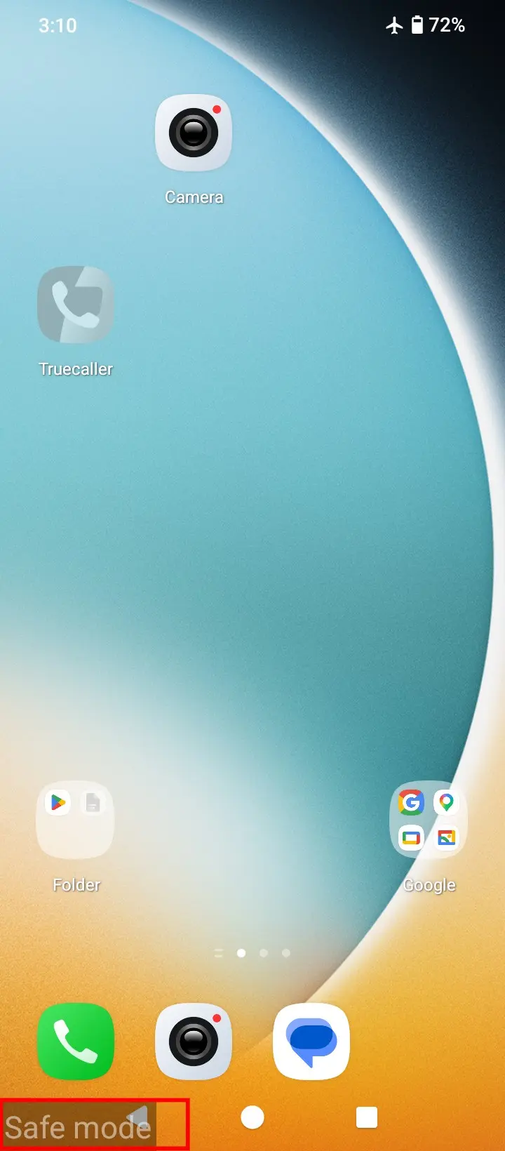 Safe mode active on Android — third-party apps disabled